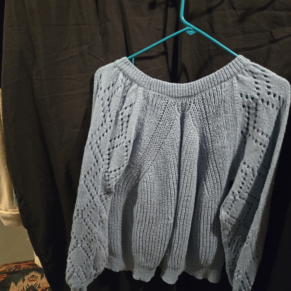 Source Unknown Light Blue Off-the-Shoulder Sweater